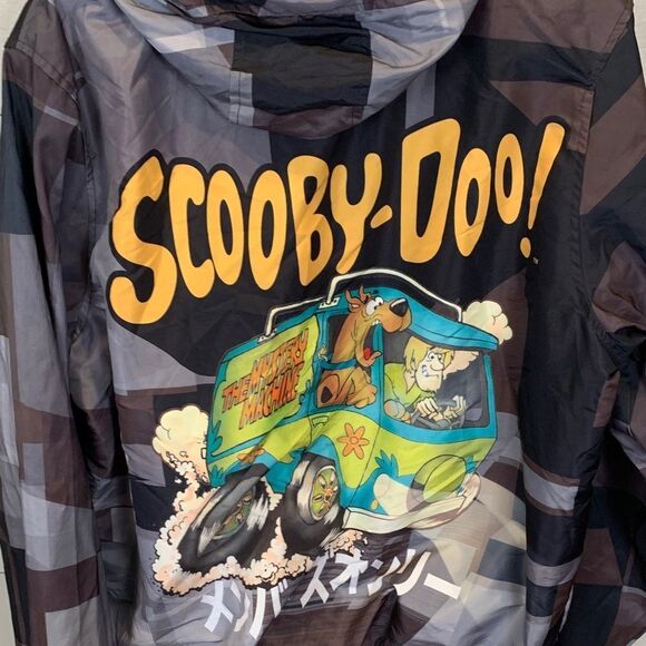 Scooby-Doo Mens Graphic Hoodie raincoat Black zip up size large members only - Picture 11 of 14